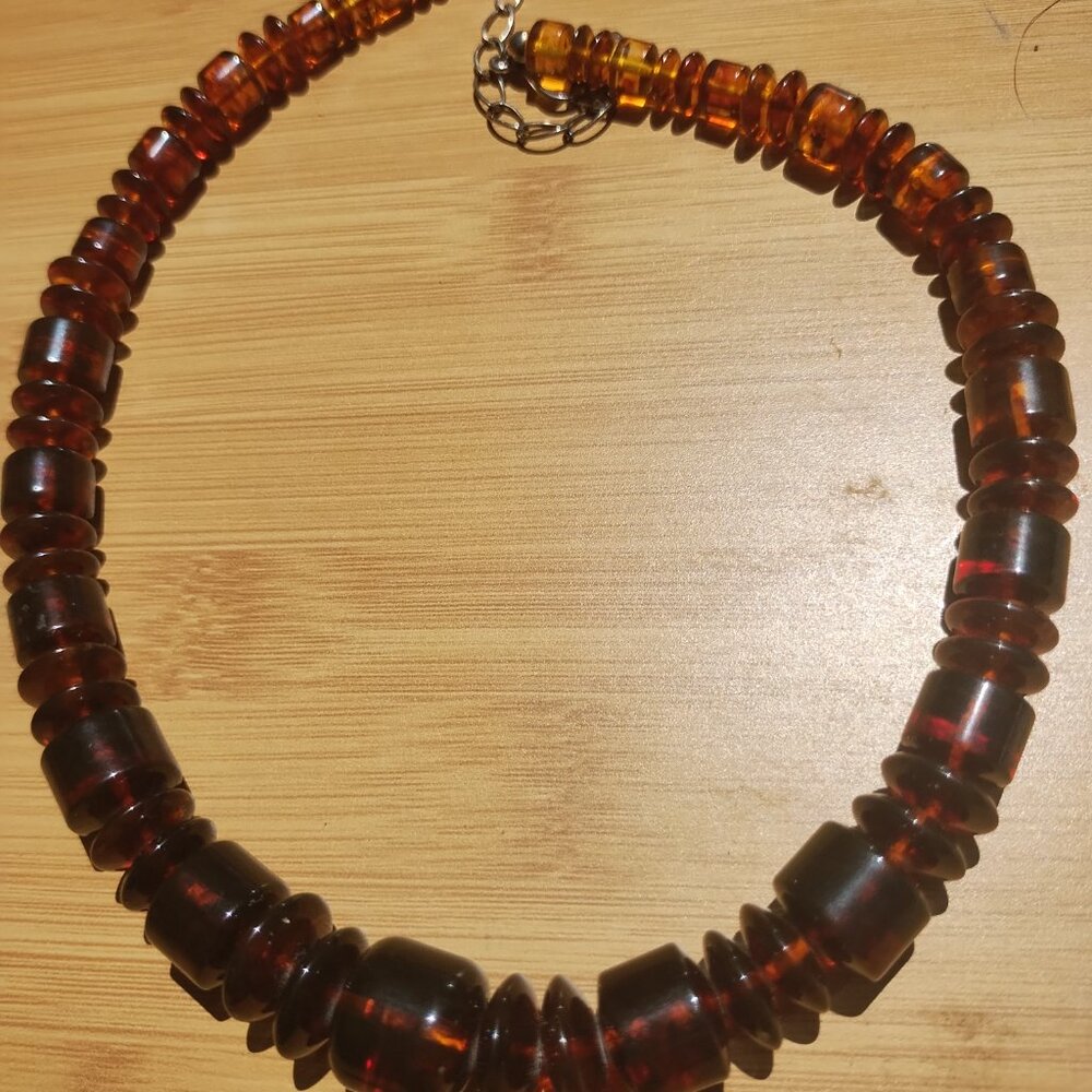 Jay King Mine find Barrel Shaped Baltic Amber Bead 925 Sterling Silver Necklace - Picture 7 of 10
